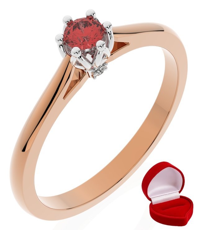 ZŁOTY PIERŚCIONEK ZARĘCZYNOWY 585 14k RUBIN 0,09 ct RÓŻOWE ZŁOTO R26