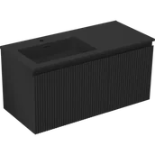 Szafki łazienkowe - Mexen Rivel szafka łazienkowa 100 cm z umywalką Otis lewą, 1S, 1D, ryflowana, czarna mat - 91A23-10047-3-BBFF71-W18L71 - miniaturka - grafika 1