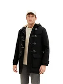 Płaszcze męskie - TOM TAILOR Męskie Płaszcz wełniany Dufflecoat 1032508, 29999 - Black, XXL - miniaturka - grafika 1