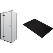 Kabiny prysznicowe - Zestaw Deante Arnika kabina prysznicowa 100x90 cm prostokątna z brodzikiem Correo czarny mat/szkło przezroczyste (KQA047P, KQRN45B) - miniaturka - grafika 1