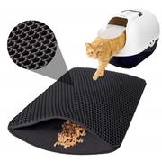 Kuwety dla kotów - Mata pod kuwetę dla kota 35x45 cm dwustronna wycieraczka czarna PA0012 - miniaturka - grafika 1