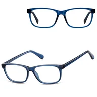 Okulary korekcyjne, oprawki, szkła - Okulary zerówki oprawki korekcyjne medium prostokątne AM70D niebieskie - miniaturka - grafika 1
