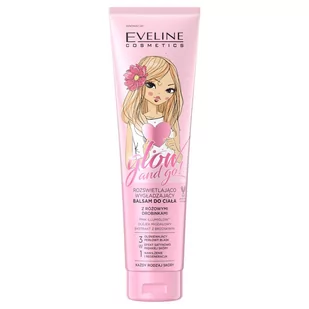 Eveline Glow and Go! 150ml rozświetlająco-wygładzający balsam do ciała z różowymi drobinkami - Balsamy i kremy do ciała - miniaturka - grafika 1