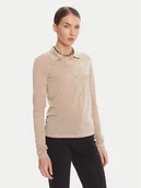 Swetry damskie - Patrizia Pepe Sweter 8K0320 K128 Beżowy Regular Fit - miniaturka - grafika 1