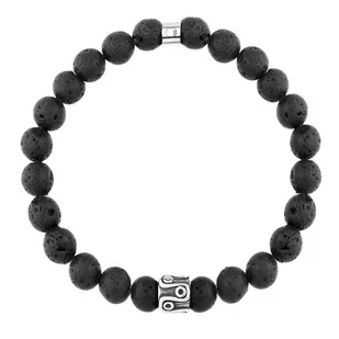 Koraliki czarnej lawy z etno charmsem bransoletka dla mężczyzny - Manoki - Bransolety męskie - miniaturka - grafika 1