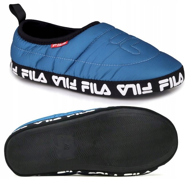 FILA PANTOFLE MĘSKIE CIEPŁE KAPCIE ANTYPOŚLIZGOWE POLAR ROZM. 42