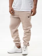 Dresy męskie - SPODNIE DRESOWE MĘSKIE BAWEŁNIANE DRESY Beżowe Jigga Wear Print Crown XXL - miniaturka - grafika 1