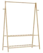 Wieszaki i stojaki - Bambusowy na ubrania wieszak z półkami 132cm S2-H46 - miniaturka - grafika 1