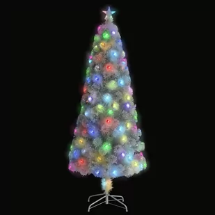 vidaXL vidaXL Sztuczna choinka z LED, biała, 240 cm, włókno optyczne - Choinki - miniaturka - grafika 1