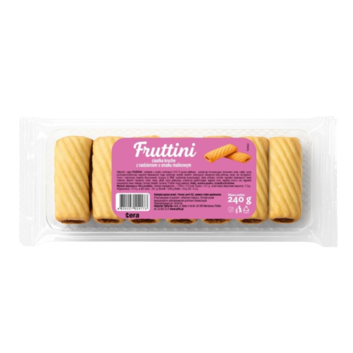 Tera Fruttini Ciastka Kruche Z Nadzieniem Malinowym Słodka Przekąska 240G