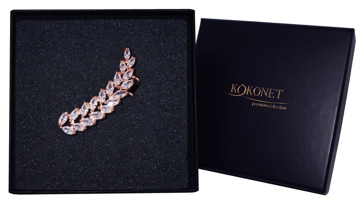 Nausznica rose gold ślubna BŁYSZCZĄCA elegancka