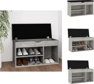 Szafki na buty - vidaXL Ławka na buty z poduszką betonowa szara 80x30x47 cm materiał drewnopochodny - Stojaki i szafki na buty - miniaturka - grafika 1