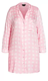 CITY CHIC Damska koszula nocna Juno Plus Size, Różowa kratka, 48 - Piżamy damskie - miniaturka - grafika 1