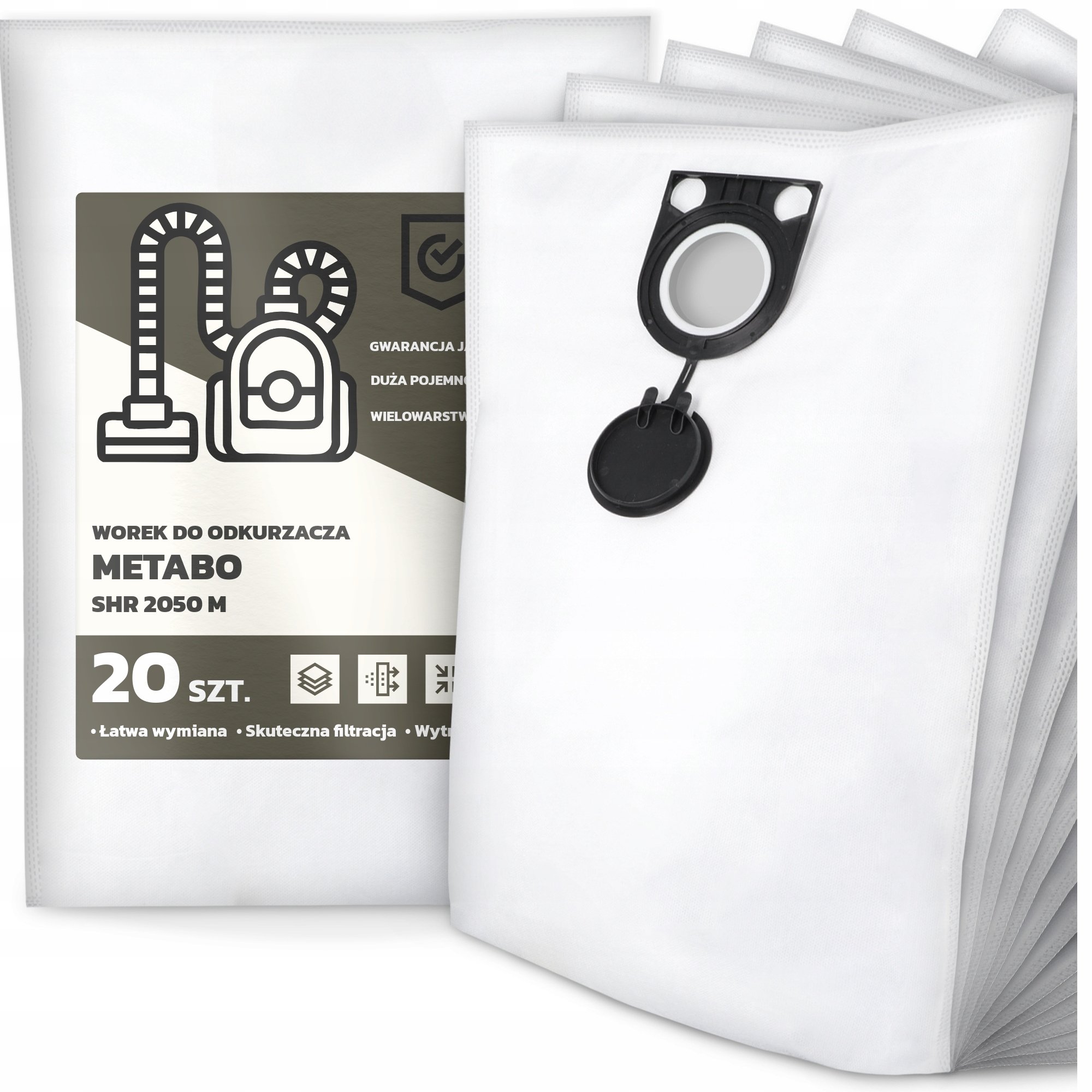 20x Worek do Odkurzacza Metabo Shr 2050 M Syntetyczny Pojemny Mocny Duży G9