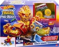 Samochody i pojazdy dla dzieci - Zestaw Hot Wheels Monster Trucks Power Smashers 5 Alarm Wieża ognia – Wyzwanie (194735195756) - miniaturka - grafika 1