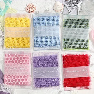 TEMU 90 szt. Wielokolorowy z Koronką w Siatkę, Różnorodne Wzory Dekoracyjny do Scrapbookingu i Dzienników, Zestaw do DIY (15 Arkuszy/, 6 Pakiety) - Rękodzieło - miniaturka - grafika 1
