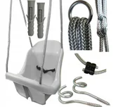 Place zabaw - Huśtawka Kubełkowa + kubełek + Metalowe kółka + PASY + HAKI + KOŁKI SZARA - miniaturka - grafika 1