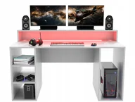 Biurka gamingowe - Biurko Gamingowe Komputerowe Enigma XL Led Białe - miniaturka - grafika 1