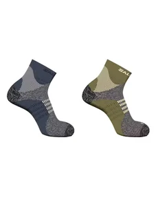 Skarpety turystyczne Salomon X Ultra Access Quarter 2-Pack - gothic olive/grisaille - Skarpetki i podkolanówki sportowe - miniaturka - grafika 1