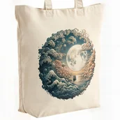 Torby i wózki na zakupy - Torba bawełniana premium na zakupy Księżyc Chmury Morze Statek Prezent - miniaturka - grafika 1
