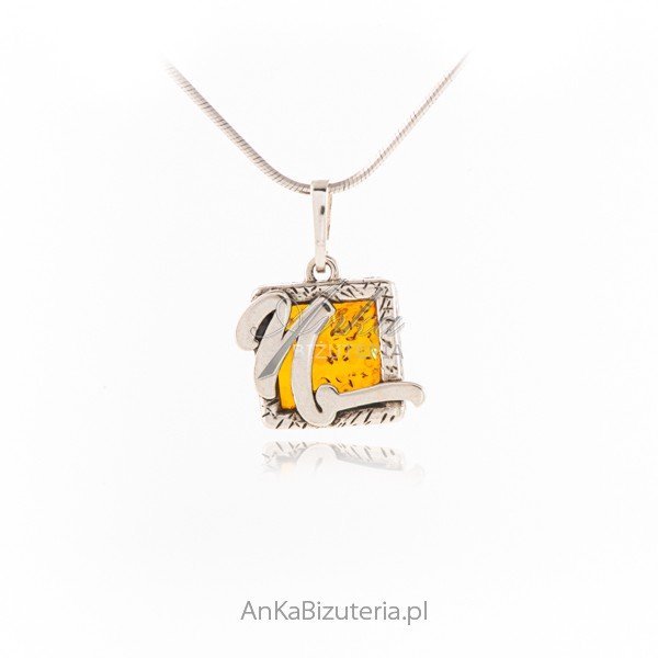 ankabizuteria.pl Zawieszka srebrna z bursztynem LITERKA -N