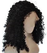 Dodatki do strojów karnawałowych - Peruka czarna lace front AFROLOKI czarne gęste loki termoodporna - miniaturka - grafika 1