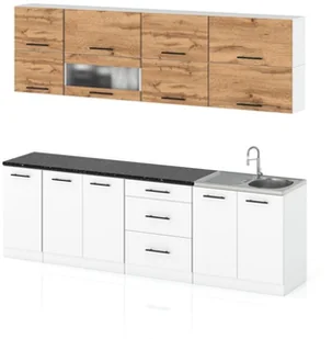 Meble Kuchenne Zestaw Kuchnia Marocco 2.6m Modułowa Dąb Wotan Biała Mat - Meble kuchenne - miniaturka - grafika 1
