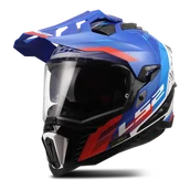 Kaski motocyklowe - Kask Adventure LS2 MX701 Explorer Hexa Złamany Biały/Niebieski/CzerwonyL - miniaturka - grafika 1