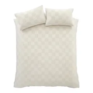 Pościel - Kremowa pościel dwuosobowa z materiału bouclé 200x200 cm Cosy Checkerboard – Catherine Lansfield - miniaturka - grafika 1