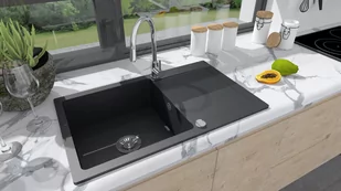 Brenor Zlewozmywak granitowy czarny nakrapiany zlew kuchenny Como 78 78cm x 50cm Como 78 08 - Zlewozmywaki - miniaturka - grafika 1