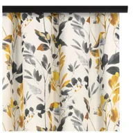 Zasłony - Voppi Zasłona w szare i złote liście oraz kwiaty 140 x 260 cm zasłona na taśmie marszczącej półzaciemniająca - miniaturka - grafika 1
