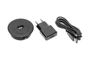 Zestaw ładowarka bezprzewodowa z USB czarna z zasilaczem (kabel USB rozłączny 2m) - Ładowarki do telefonów - miniaturka - grafika 1
