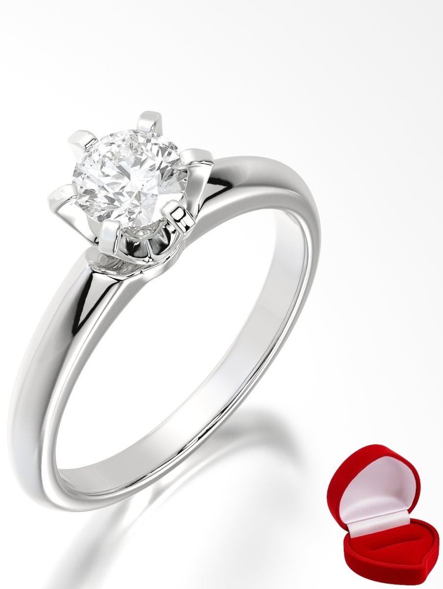 ZŁOTY PIERŚCIONEK ZARĘCZYNOWY 585 14k SZAFIR 0,50 ct BIAŁE ZŁOTO R19