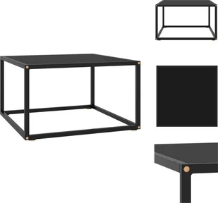 vidaXL Stolik kawowy czarny z czarnym szkłem 60x60x35 cm - Stoliki kawowe - Ławy i stoliki kawowe - miniaturka - grafika 1