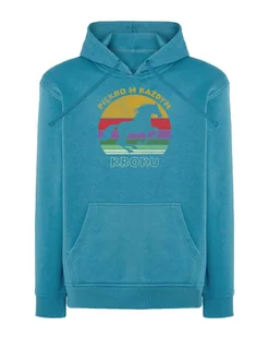 Bluza z kapturem Koń Piękno Kolory Zachód Podróż Niebieska M - Bluzy męskie - miniaturka - grafika 1