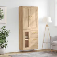 Witryny - vidaXL Witrynka, dąb sonoma, 69,5x34x180 cm, materiał drewnopochodny - miniaturka - grafika 1