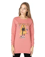 Bluzy damskie - Długa Bluza Tunika Damska Bawełniana 241-05 r S - miniaturka - grafika 1