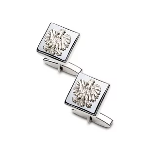 Srebrne Spinki Do Mankietów Z Orzełkiem Na Hematycie - Spinki do mankietów i krawatów - miniaturka - grafika 1