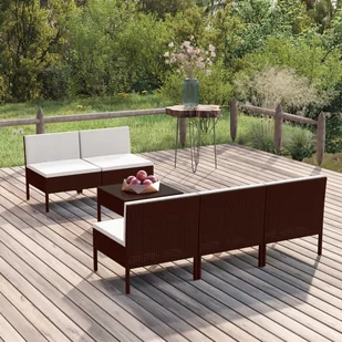 vidaXL 6-cz zestaw wypoczynkowy do ogrodu poduszki rattan PE brąz 3094319 - Meble ogrodowe - miniaturka - grafika 1