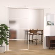 Drzwi wewnętrzne - Drzwi przesuwne, szkło ESG i aluminium, 102,5x205 cm, biały - miniaturka - grafika 1