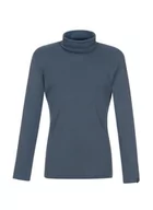 Swetry damskie - Trigema Damski sweter z golfem, niebieski (Jeans-melange 643), S - miniaturka - grafika 1