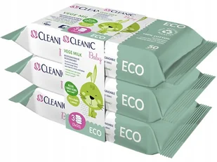 CLEANIC BABY chusteczki nawilżane VEGE MILK Bio do skóry wrażliwej 3x50 szt - Chusteczki nawilżane - miniaturka - grafika 1