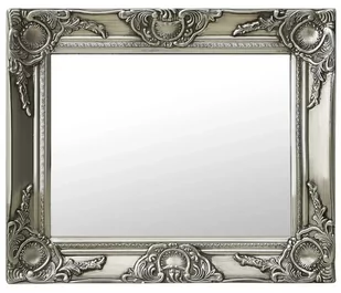 vidaXL Lustro ścienne w stylu barokowym, 50x40 cm, srebrne - Lustra - miniaturka - grafika 1