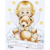 Pasmanteria - Haft krzyżykowy - Zestaw do haftu - Miś i aniołek - miniaturka - grafika 1