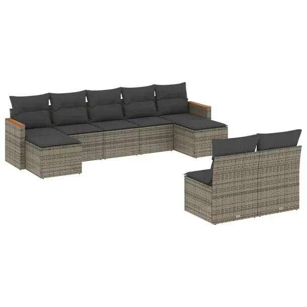 Modułowy zestaw wypoczynkowy ogrodowy szary rattan PE 55x62x69 cm