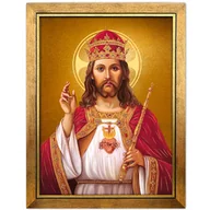 Ikony i obrazy sakralne - Obraz złocony w ramie, Chrystus Król - miniaturka - grafika 1