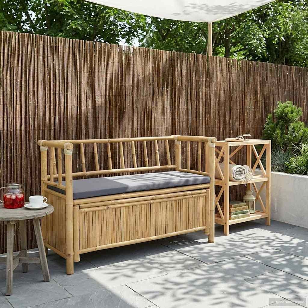 vidaXL Ławka do ogrodu i przechowywania Naturalny 110 x 47 x 80 cm