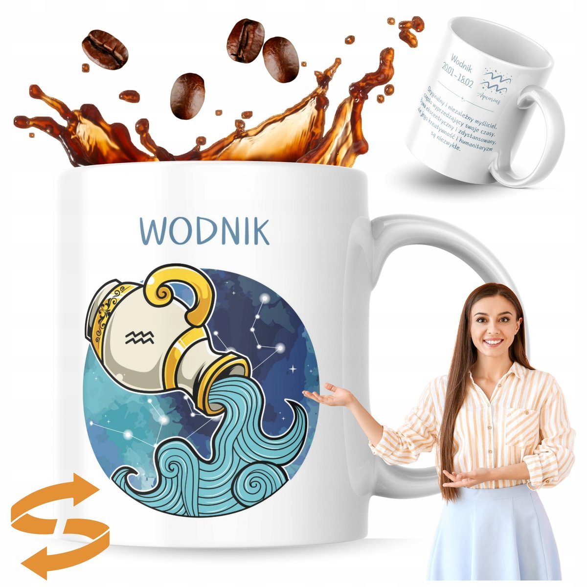 Kubek z nadrukiem 330 ml Znak Zodiaku Wodnik Kubek Prezent Kubek Do Kawy