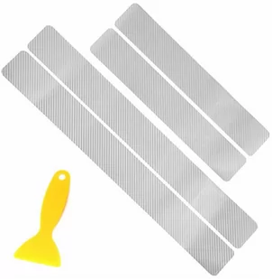 4 NAKLEJKI Ochronne na Progi Drzwi Auta Samochodu srebrny carbon AG759A - Akcesoria motoryzacyjne - miniaturka - grafika 1
