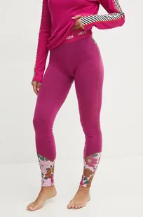 Helly Hansen legginsy funkcyjne Lifa Merino Midweight kolor fioletowy 49411 - Spodnie sportowe damskie - miniaturka - grafika 1